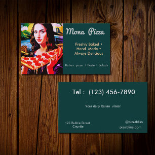 Mona Lisa met pizza Visitekaartje