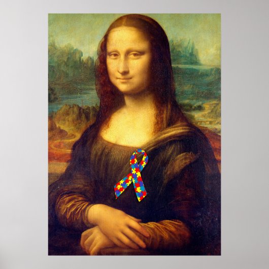 Mona Lisa met Puzzle Ribbon Poster (Voorkant)
