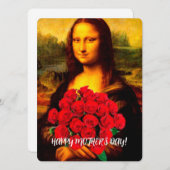 Mona Lisa met rode rozen blij Moederdag Feestdagenkaart (Voorkant / Achterkant)