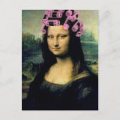 Mona Lisa met roze haarrollers Leonardo da Vinci Briefkaart (Voorkant)