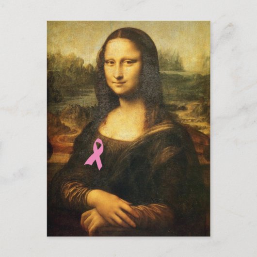 Mona Lisa met roze lint Briefkaart (Voorkant)
