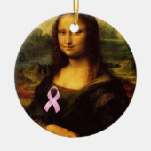 Mona Lisa met roze lint Keramisch Ornament (Voorkant)