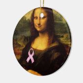 Mona Lisa met roze lint Keramisch Ornament (Links)