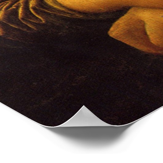 Mona Lisa met roze lint Poster (Hoek)