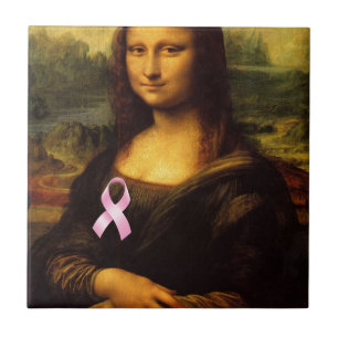 Mona Lisa met Roze Lint Tegeltje