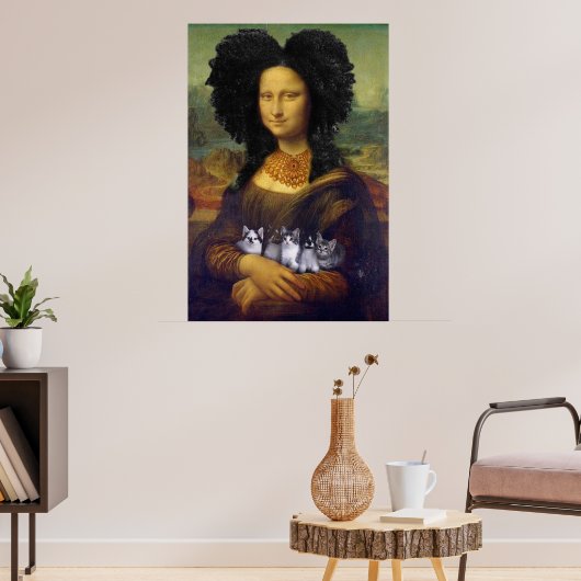 Mona Lisa met schattige kittens Leonardo da Vinci Poster (Woonkamer 3)