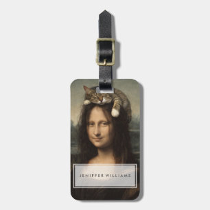 Mona Lisa met slapende kat Bagagelabel