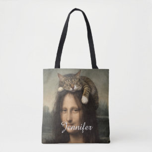 Mona Lisa met slapende kat Draagtas