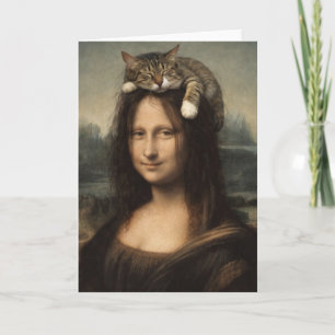 Mona Lisa met slapende kat Kaart