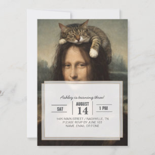 Mona Lisa met slapende kat Kaart