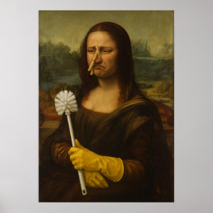 Mona Lisa met Toiletborstel Poster