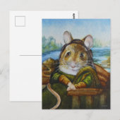 Mona Lisa Mouse Parody Waterverf Art Briefkaart (Voorkant / Achterkant)