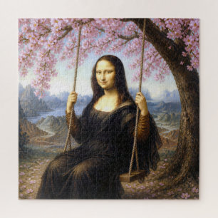 Mona Lisa op een Schommel in Kersenbloesem Legpuzzel