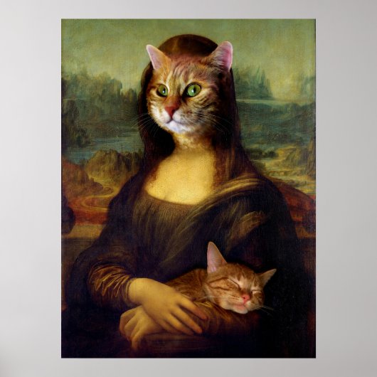 Mona Lisa Oranje Cat Poster (Voorkant)