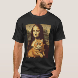 Mona Lisa Oranje Kat Grappige GInger Schilderkunst T-shirt