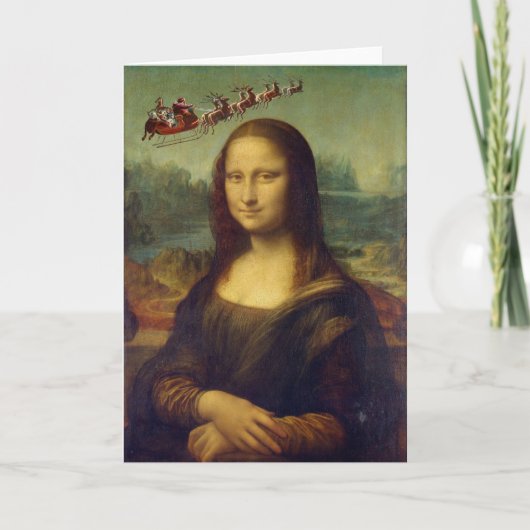 Mona Lisa Père Noël la carte de Noël Sleigh (Devant)