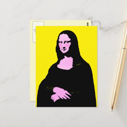 Mona Lisa Pop Art Briefkaart (Voorkant / Achterkant in situ)