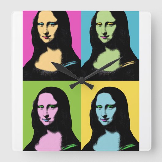 Mona Lisa - Pop Art Style Vierkante Klok (Voorkant)