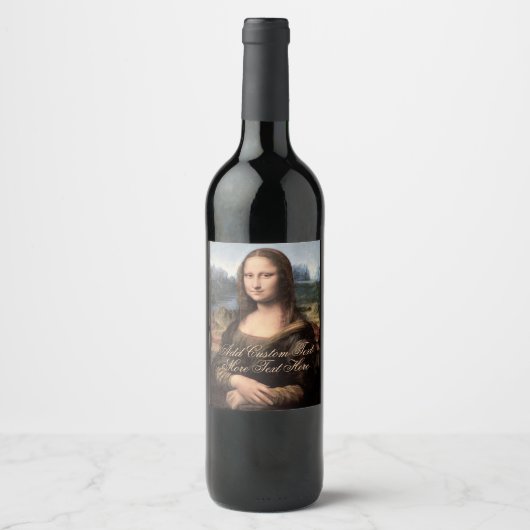Mona Lisa Portrait Fancy Custom Text Wijn Etiket (Voorkant)