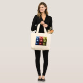 Mona Lisa Primaire kleuren Grote Tote Bag (Voorkant (model))