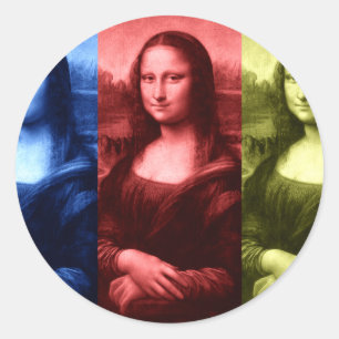Mona Lisa Primaire kleuren Ronde Sticker