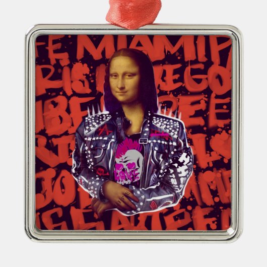 Mona Lisa Punk Art Metalen Ornament (Voorkant)