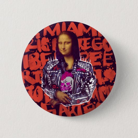 Mona Lisa Punk Art Ronde Button 5,7 Cm (Voorkant)