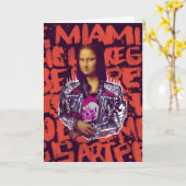 Mona Lisa Punk Kunst Kaart (Gele Bloem)