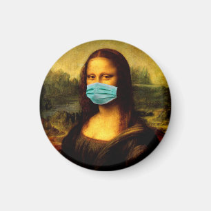 Mona lisa quarantined with a bandage for the face. magneet