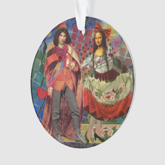 Mona Lisa Romantisch Grappig Kleurig Kunstwerk Ornament (voorkant)