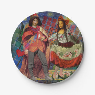 Mona Lisa Romantisch Grappig Kleurig Kunstwerk Papieren Bordje