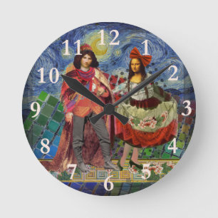 Mona Lisa Romantisch Grappig Kleurig Kunstwerk Ronde Klok