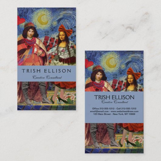 Mona Lisa Romantisch Grappig Kleurig Kunstwerk Visitekaartje (Voorkant / Achterkant)