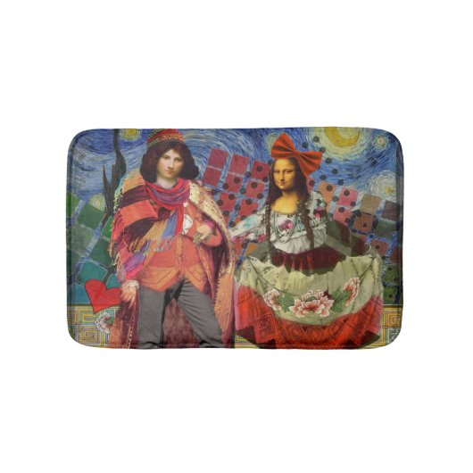 Mona Lisa Romantisch Grappig Kleurrijk Kunstwerk Badmat (Voorkant)