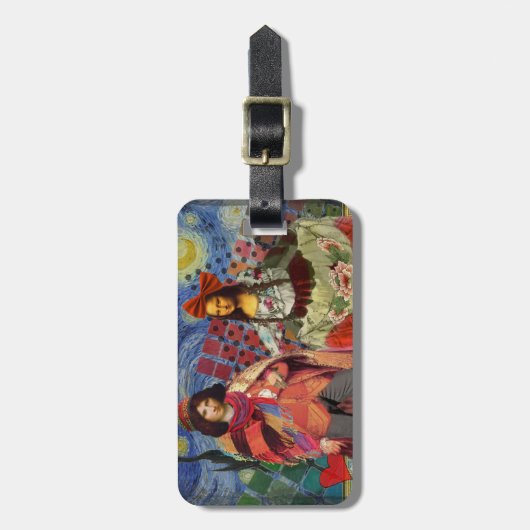 Mona Lisa Romantisch Grappig Kleurrijk Kunstwerk Bagagelabel (Voorkant verticaal)