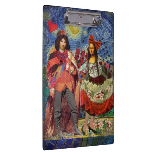 Mona Lisa Romantisch Grappig Kleurrijk Kunstwerk Klembord (Rechts)