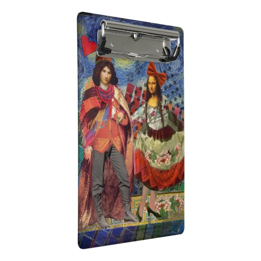 Mona Lisa Romantisch Grappig Kleurrijk Kunstwerk Mini Klembord (Schuin)