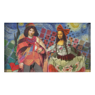 Mona Lisa Romantisch Grappig Kleurrijk Kunstwerk Naambadge