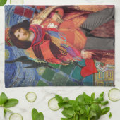 Mona Lisa Romantisch Grappig Kleurrijk Kunstwerk Theedoek (Gevouwen)