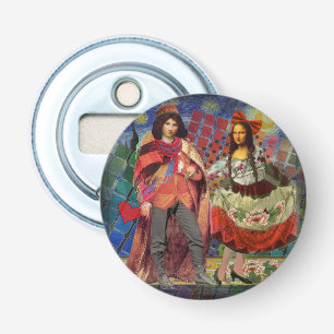 Mona Lisa Romantische Grappige Kleurrijke Kunst Button Flesopener