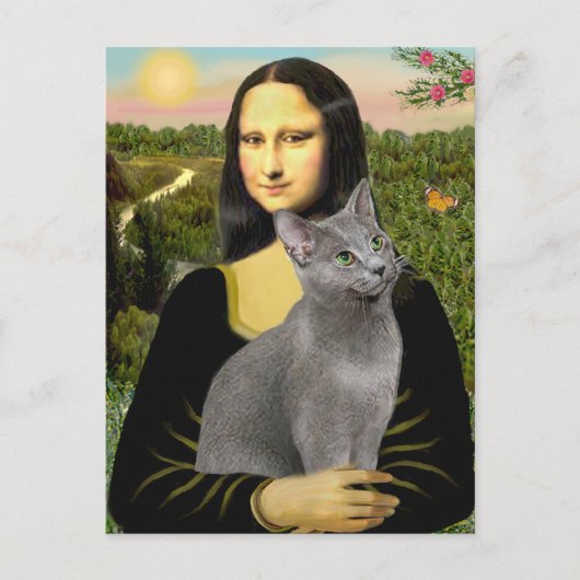 Mona Lisa - Russische blauwe kat Briefkaart (Voorkant)