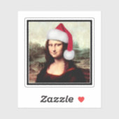 Mona Lisa Santa Hat Christmas Sticker (Vel)