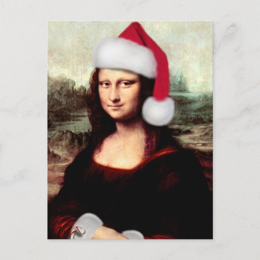 Mona Lisa Santa Hat Kerstmis Feestdagenkaart (Voorkant)