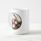 Mona Lisa Santa Hat Kerstmis Koffiemok (Voorkant links)