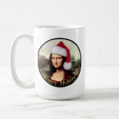 Mona Lisa Santa Hat Kerstmis Koffiemok (Links)