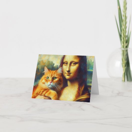 Mona Lisa schilderij La Gioconda met Cat Kaart (Voorkant)