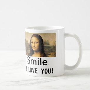 Mona Lisa, Smile, ik hou van je! Klassieke witte m Koffiemok