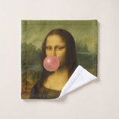 Mona Lisa soufflant de bulle rose (Gant de toilette)