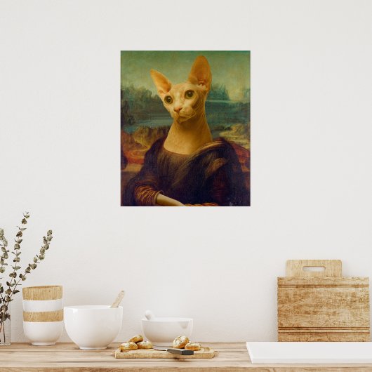 Mona Lisa Sphynx Cat Poster (Keuken)