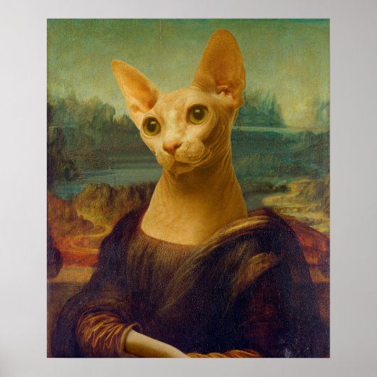 Mona Lisa Sphynx Cat Poster (Voorkant)